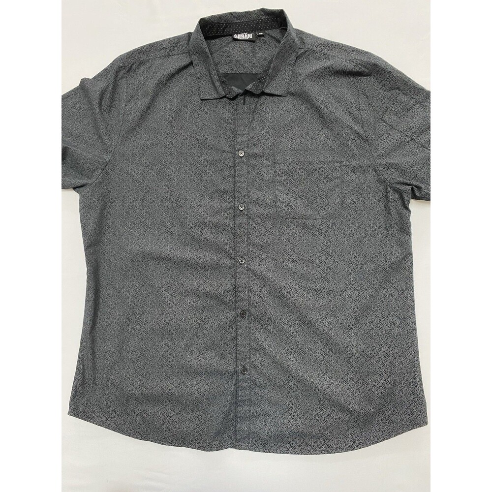 Chef Works Orbani Men's XL Gray Patterned Short Sleeve Button Up Casual Shirt